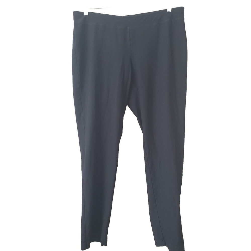 Eileen Fisher Black Viscose Nylon Spandex Elastic-Waist Pull-On Pants Size Large